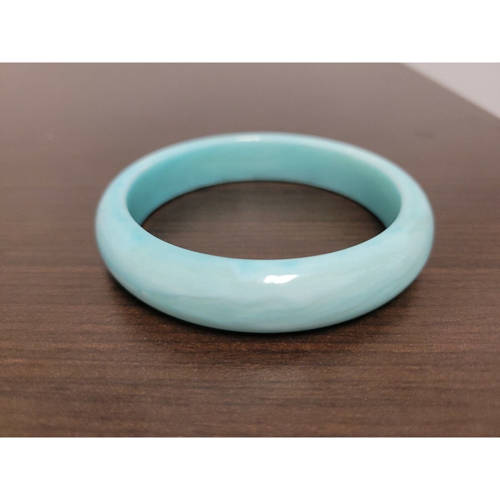 Vintage Seafoam Green or Light Blue Green Swirled Chunky Lucite Bangle Bracelet
